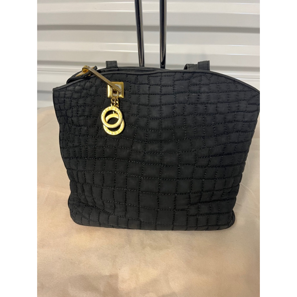 Authentic Valentino Orlandi Quilted Pattern Shoulder Bag Purse Black